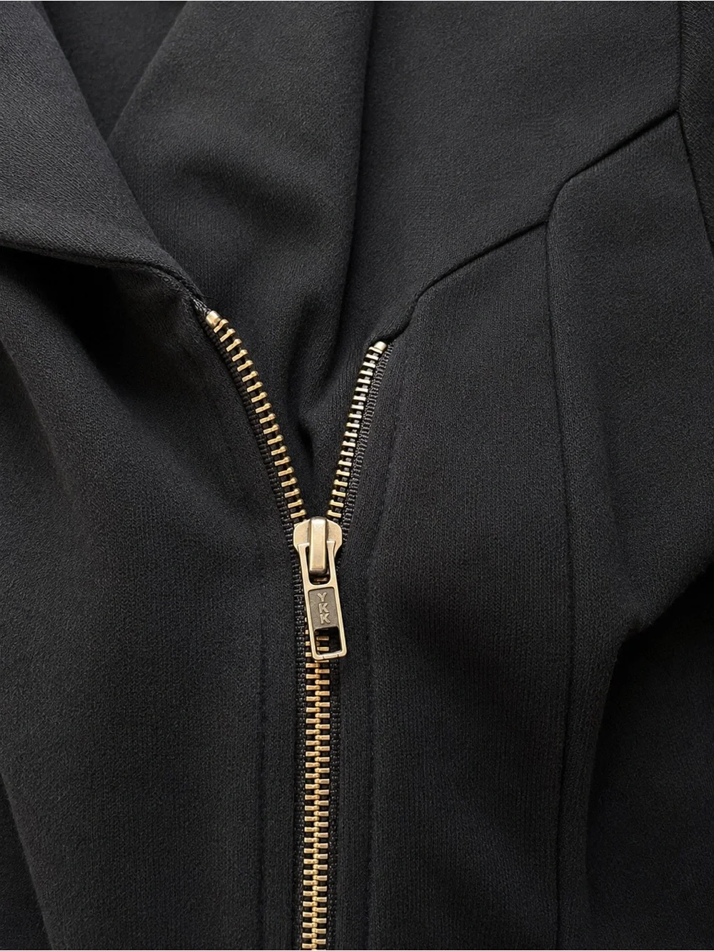 EcoSkin Black Asymmetrical Zip Jacket Convertible Cowl Neck Ponte M